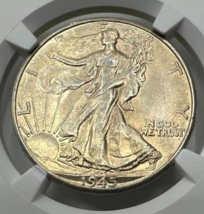 1945-D Walking Liberty Half Dollar AU Details