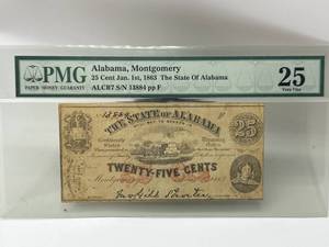 1863 .25 Cent Currency Graded Very Fine