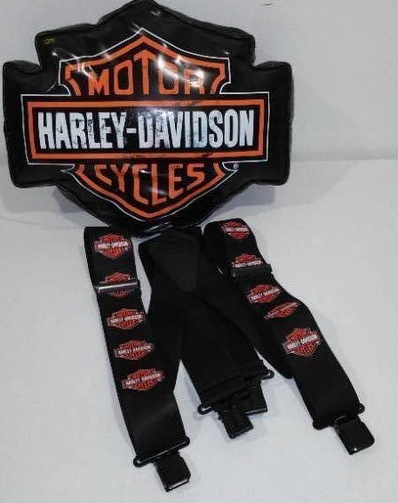 lot 65A image: Harley-Davidson Suspenders And Pillow.