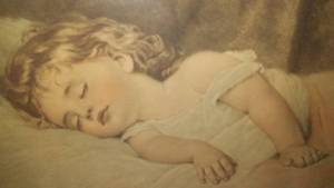 lot 33 image: Antique Print Of Little Girl Sleeping.