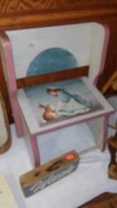 lot 70 image: Wood Convertible Stool, Wine Rack And More.