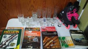 lot 105 image: Books, Glasses, Darts, Roller Blades