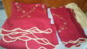 lot 356 image: King Bed Spread And Shams With Curtains.