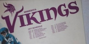 lot 403 image: Pizza Hut Place Mat With 1977 Minnesota Vikings Schedule.