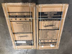 Lot of 2  NewAge Products VersaRac 42 in. H x 48 in. W x 96 in. D Adjustable Height Garage Ceiling Mounted Storage Unit in Gray w12-Piece Hooks  Customer Returns See Pictures