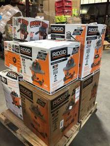 Pallet of WetDry Ridgid Shop Vacs  Various Models and Sizes  and Conditions   Customer Returns See Pictures