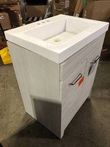 Glacier Bay Woodbrook 30 in. W x 19 in. D x 34 in. H Single Sink Bath Vanity in White Washed Oak with White Cultured Marble Top