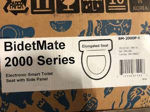 BIDETMATE 2000 Series Electric Bidet Seat for Elongated Toilets, with Side Control Panel, Warm Air Dryer, and Deodorizer in White Customer Returns See Pictures