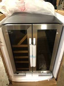LANBO Wine Refrigerator 23 in. Dual Zone 18-Bottle 55-Can Beverage and Wine cooler in Stainless Steel   Customer Returns See Pictures