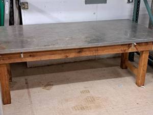 lot 151 image: 93 Stainless Steel TopWooden Work Table