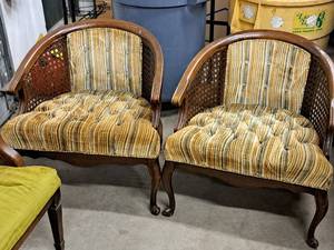 lot 155 image: Lot of (2) Padded Wood Claw Foot Arm Chairs