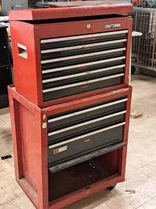 lot 59 image: Craftsman Metal Rolling 2-piece Tool Chest 9-drawer