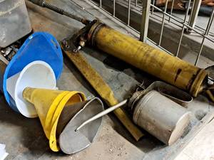 lot 174 image: Grease Gun, Oil Can, Assorted Funnels