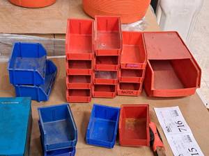lot 341 image: Lot of (18) Plastic Parts Organizer Storage Bins