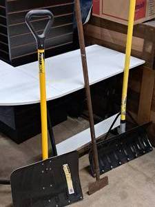 lot 404 image: (2) Snow Shovels, (1) Chopper