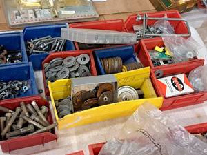 lot 437 image: Lot of (12 Containers) Assorted Nuts, Bolts, Washers, Locknut Shop Assortment