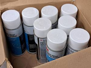 lot 445 image: Lot of (8) 3M NFS Stainless Steel CleanerPolish 21-oz. Aerosol Can