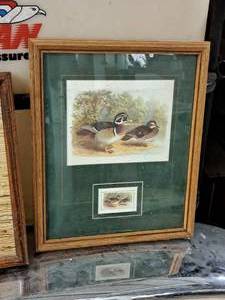 lot 495 image: Wall Art - Duck Stamp , Wood FrameSingle MatteGlass