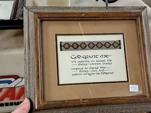 lot 497 image: Wall Art - God Grant Me , Wood FrameDouble MatteGlass