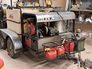 lot 1 image: All American 115 Dual Axle Hot Water Pressure Washer Trailer