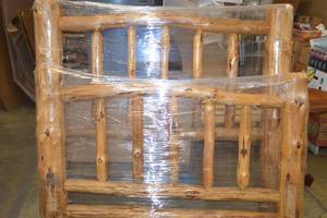 lot 3 image: Queen Size Log Bedframe Headboard, Footboard, and Rails - Hardware Included