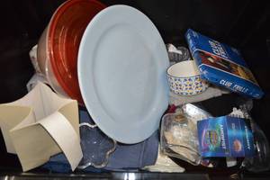 lot 14 image: Assorted Lot Kitchen, Clothes, Etc. - Tub Not Included