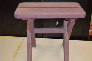 lot 25 image: Purple Wooden StoolSide Table