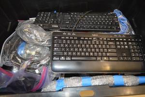 lot 42 image: Assorted Electronics - Keyboards, Cords, Etc. - Tub Not Included