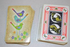 lot 65 image: Two Decks of Vintage Playing Cards with Wooden Holder