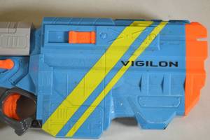 lot 115 image: Nerf Vortex Vigilon Disc Shooting Blaster Fully Functional, 5 Round Capacity - Ammo Not Included