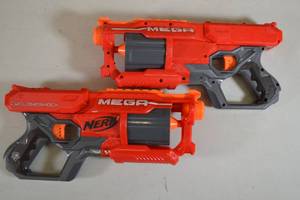 lot 116 image: 2ct Nerf Mega Cycloneshock Revolving Blaster Fully Functional Spring Loaded Blaster - Ammo Not Included