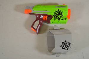 lot 122 image: Nerf Zombie Strike Sidestrike Blaster Pistol with Holster Single Round Capacity with Dart Storage, Sticky Trigger - Ammo Not Included