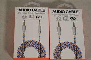 lot 142 image: 2ct Audio Cable Brand 3ft Durable Aux Cable for Smartphones, Tablets, Portable Speakers