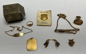 lot 11 image: Misc. Gold Filled Items & More Including Gold Filled Babies Ring With Bracelet