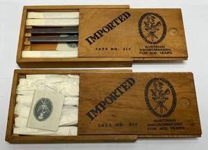 lot 19 image: Vintage Austrian Swordsmakers Steak Knives Case No. 317 11 Pieces Total In OriginalWood Boxes