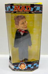 lot 92 image: 1998 MAD Magazine Alfred E. Nueman Action Figure (NIB) Package Beat Up A Little