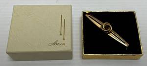 lot 110 image: Vintage Anson Infinity Knot & Ball Nest Tie Bar Clip Gold Tone In Original Box