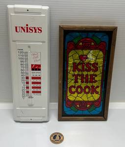 lot 144 image: Vintage Items Including Unisys Metal Thermometer & More
