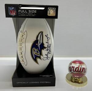 lot 146 image: John Harbaugh Autographed Ravens Football (In Original Box) & Cardinals Baseball