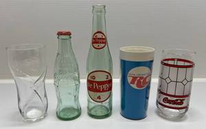 lot 160 image: Misc. Vintage Soda Advertisement Glasses Including RC, Coca-Cola & More
