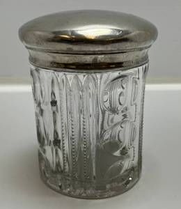 lot 164 image: Antique Heavy Victorian Crystal Dresser Jar With Silver Metal Lid