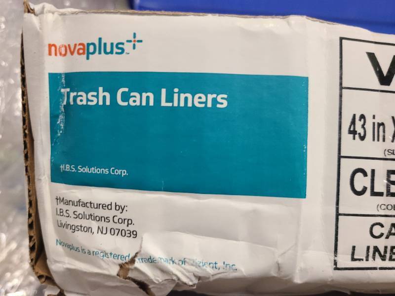 lot 138 image: 2 Boxes of Novaplus Trash Can Liners 100ct Clear 56 Gallon