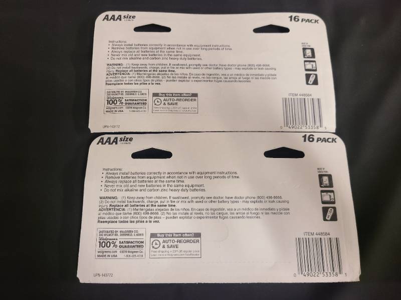 lot 184 image: JJ 2 packs of AAA Walgreens brand Alkaline Supercells
