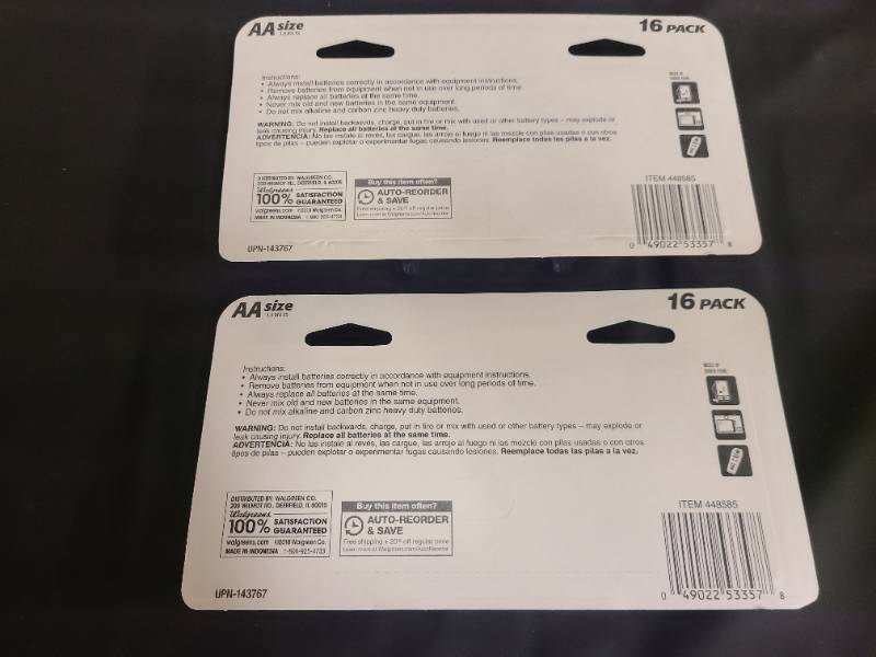 lot 188 image: JJ 2 packs of AA Walgreens brand Alkaline Supercells