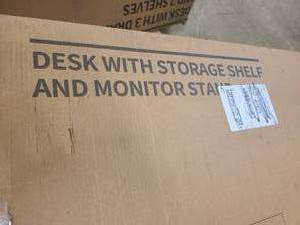 lot 124 image: Desk with Storage Shelf and monitor stand