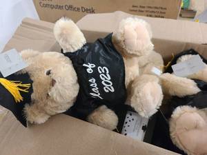 lot 144 image: Box of Graduation themed gifts and teddy bears