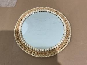 lot 423 image: Poeme Boho Wall Mounted Mirror Round Mirror Decorative Hanging Mirror