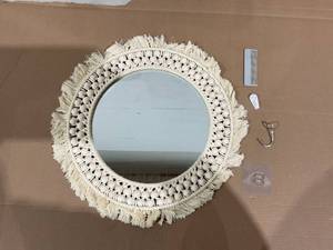 lot 424 image: SWTHONY Round Hanging Boho Mirror for Wall Decor
