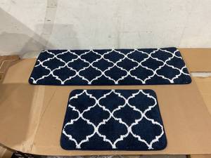lot 433 image: 2 Bathroom Rugs Set BLUE