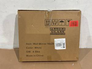 lot 217 image: Rectangular Wall Mirror 16 x 20 for Bathroom, Bedroom, Entryway, Living Room, White